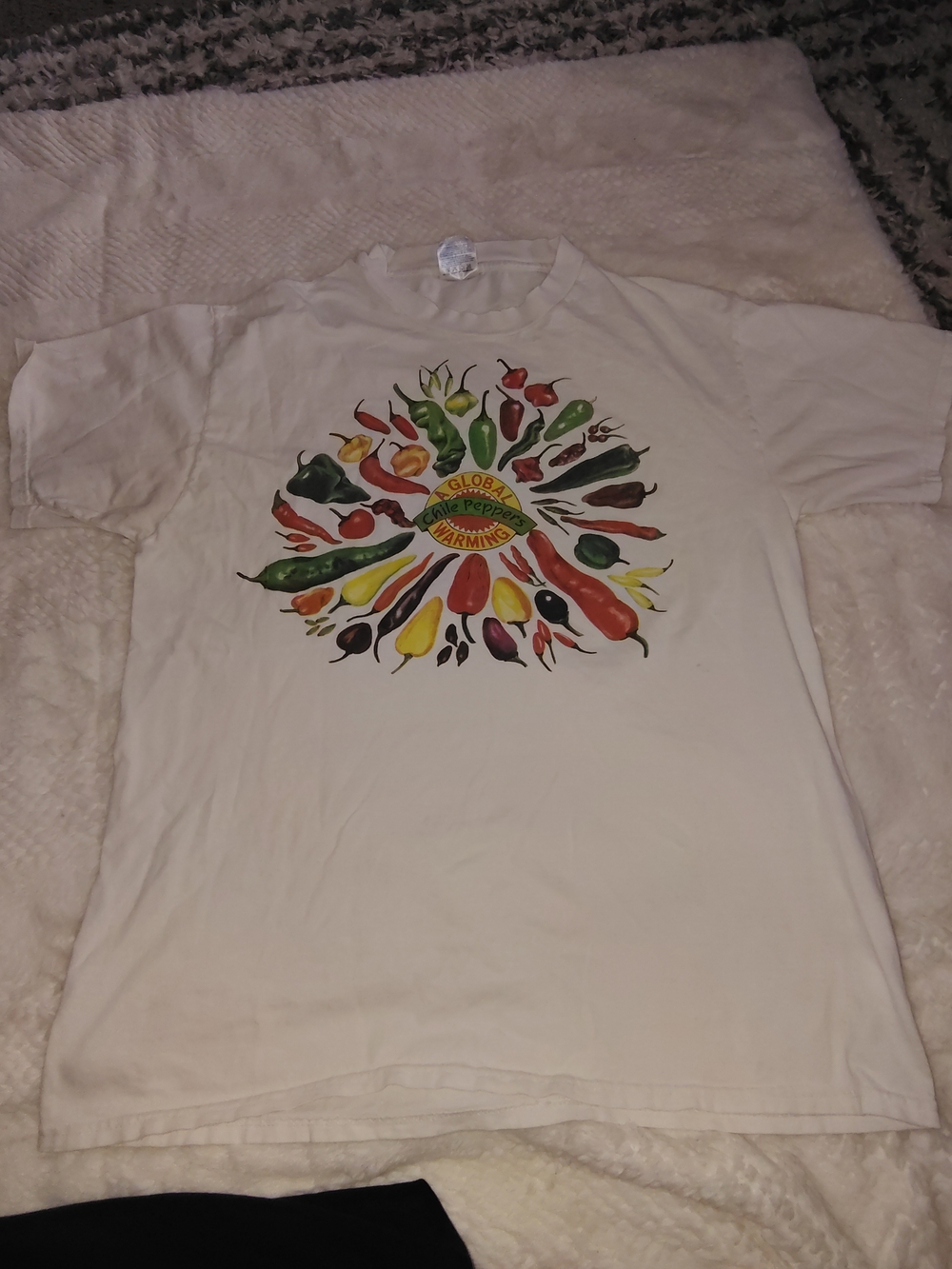 Hanes White Short Sleeve Tee with Multicolor Pepper Graphic